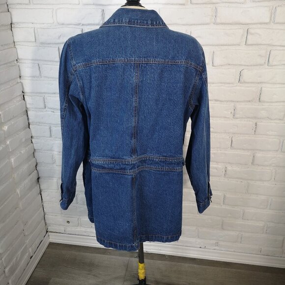Roaman's Ladies Size 14W Medium Wash Button Closure Jean Jacket - Picture 2 of 12